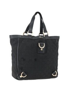 GUCCI GG Canvas Abbey Tote Bag Black Gold 130739